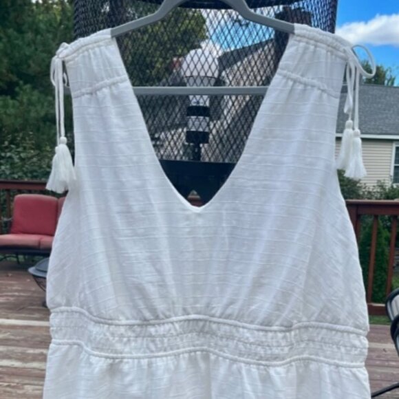 Torrid Window Pane V-Neck Sleeveless Tank White Tassel Lined Sz Plus 3 3X 22-24 - Picture 4 of 11